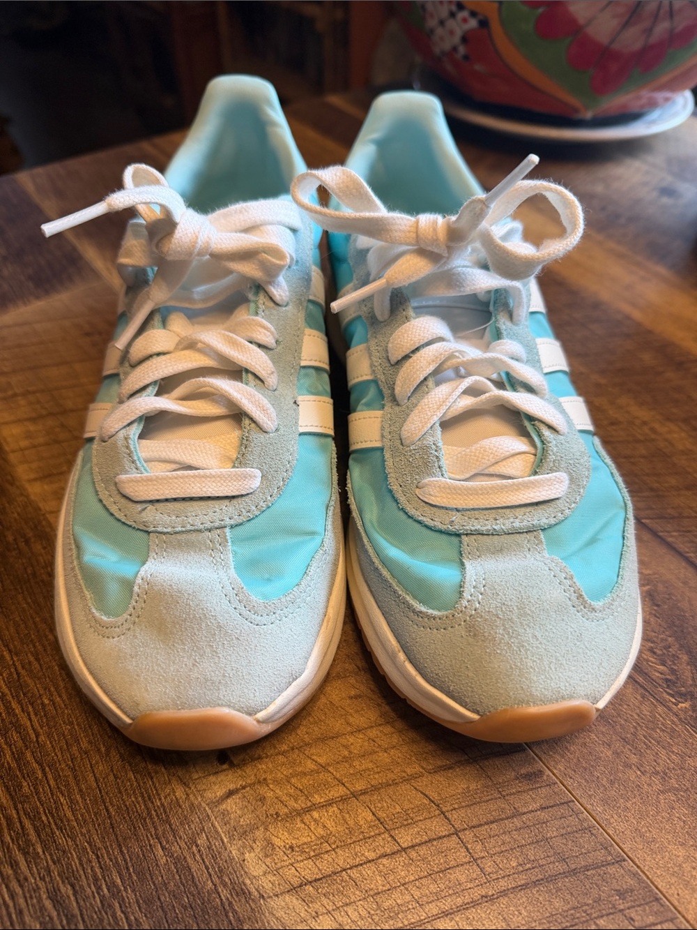 Adidas Cloudfoam Comfort Women’s Mint Teal Retro Running Sneakers - Picture 3 of 5